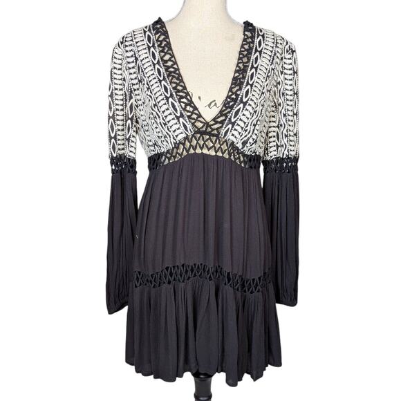 Free People Black and White Mini Dress - Picture 2 of 16